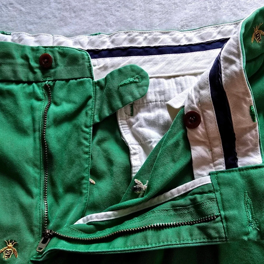 Polo Ralph Lauren Mens Green Bumblebee Embroidered Chino Shorts Size 40 Bee Prep